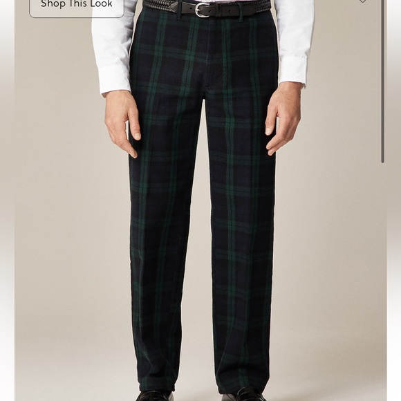 J crew Straight-fit brushed twill trouser in Black Watch tartan